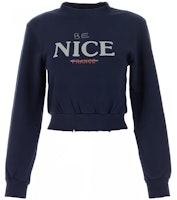 (Women) Balenciaga FW23 Letter Print Crewneck Long Sleeve Sweatshirt - Blue 767887TPVK74140 (Women) Balenciaga FW23 Letter Print Crewneck Long Sleeve Sweatshirt - Blue 767887TPVK74140