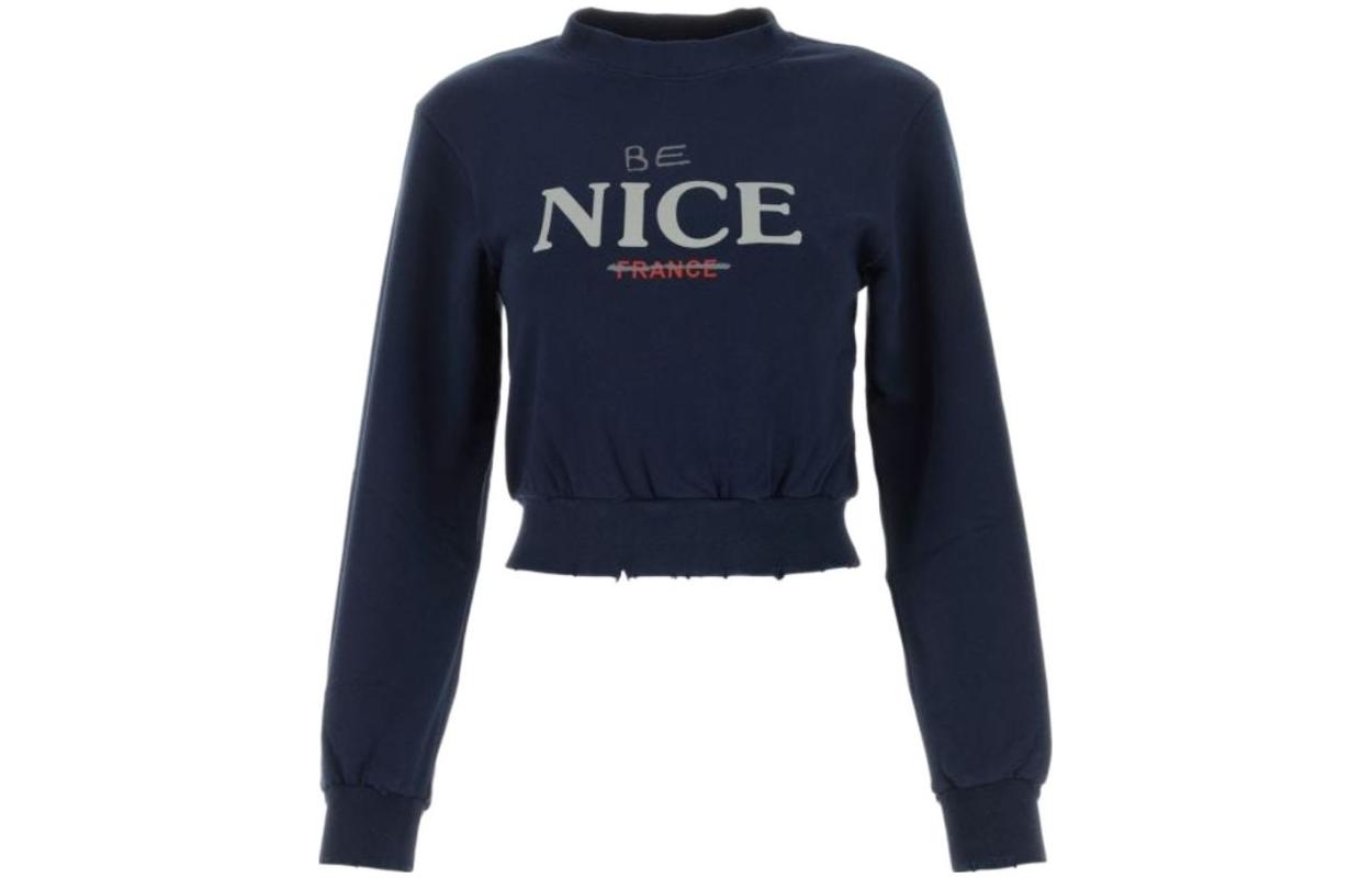 Order (W) 巴黎世家 FW23 字母印花蓝色长袖圆领卫衣 767887TPVK74140