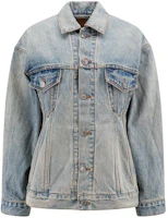 (Women) Balenciaga FW23 Oversized Distressed Denim Jacket Blue 773776TJW794076 (Women) Balenciaga FW23 Oversized Distressed Denim Jacket Blue 773776TJW794076