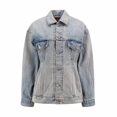 (Women) Balenciaga FW23 Oversized Distressed Denim Jacket Blue 773776TJW794076