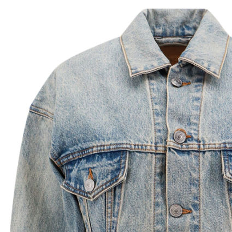 Purchase (W) Balenciaga FW23 Jaket Denim Oversized Distressed Warna Biru 773776TJW794076