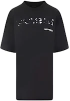(Women) Balenciaga FW23 Oversized Logo Print Black T-Shirt 641655TOVO51070 (Women) Balenciaga FW23 Oversized Logo Print Black T-Shirt 641655TOVO51070