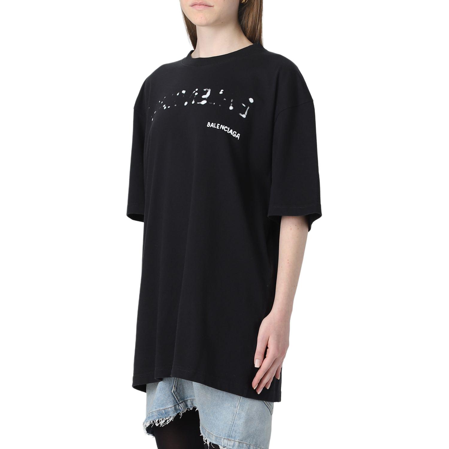 Purchase (W) Balenciaga FW23 黑色Logo印花寬鬆版T恤 641655TOVO51070