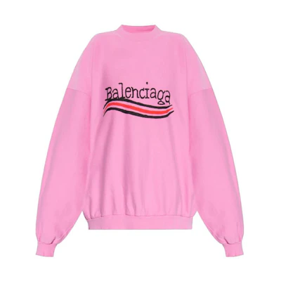 (Women) Balenciaga FW23 Pink Crewneck Sweatshirt with Logo Print. 720462TNVE81715