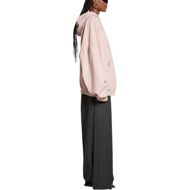 (Women) Balenciaga FW23  Pink Letter Print Zip Hoodie Relaxed Fit. 767840TPVG15708 圖 5