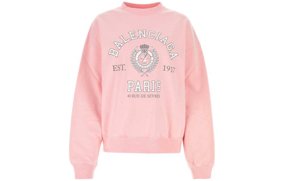 Order (W) バレンシアガ FW23 ピンク ロゴプリント コットンクルーネックスウェットシャツ。 697869TMV993167