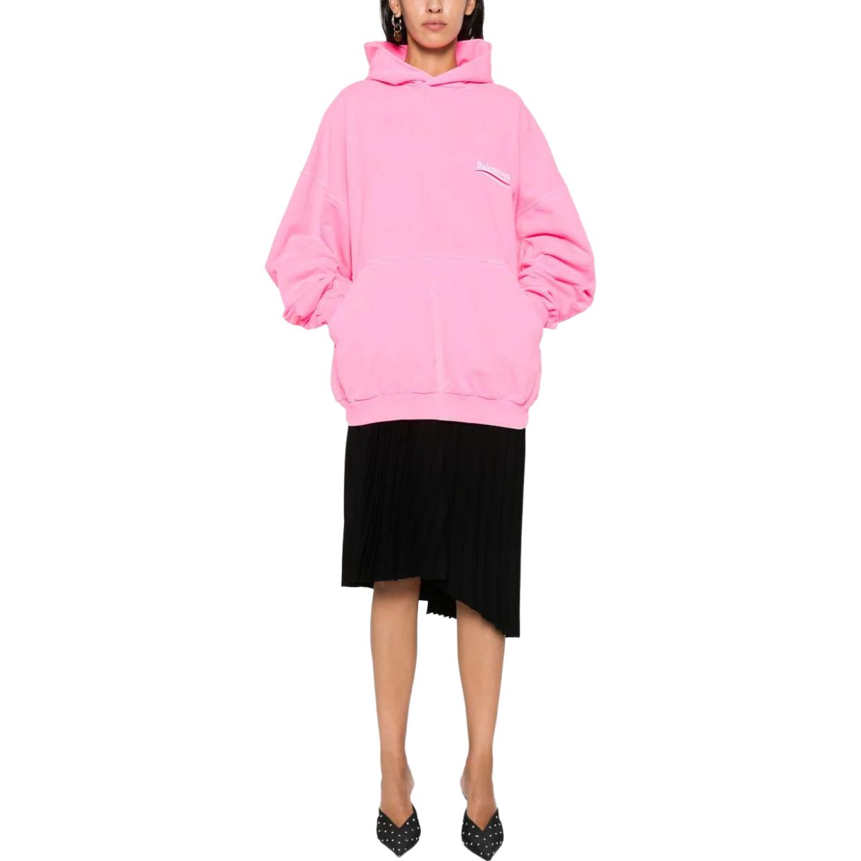 (Women) Balenciaga FW23  Pink Logo Print Oversized Hoodie Sweatshirt. 739024TPVI45001 圖 3