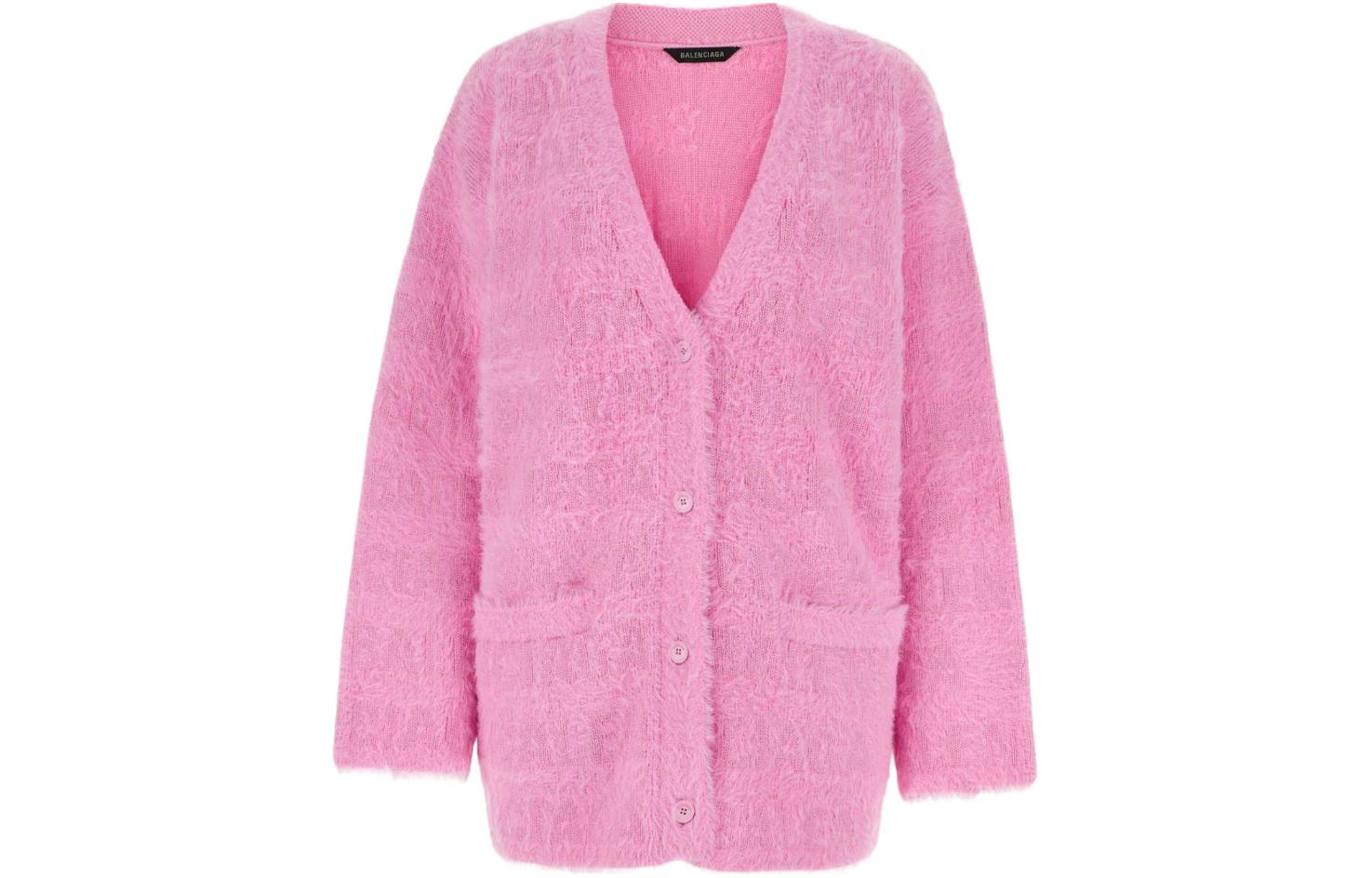 Order (W) Balenciaga FW23 Cárdigan Rosa de Punto Cuello en V Manga Larga Corte Holgado. 769146T62305000