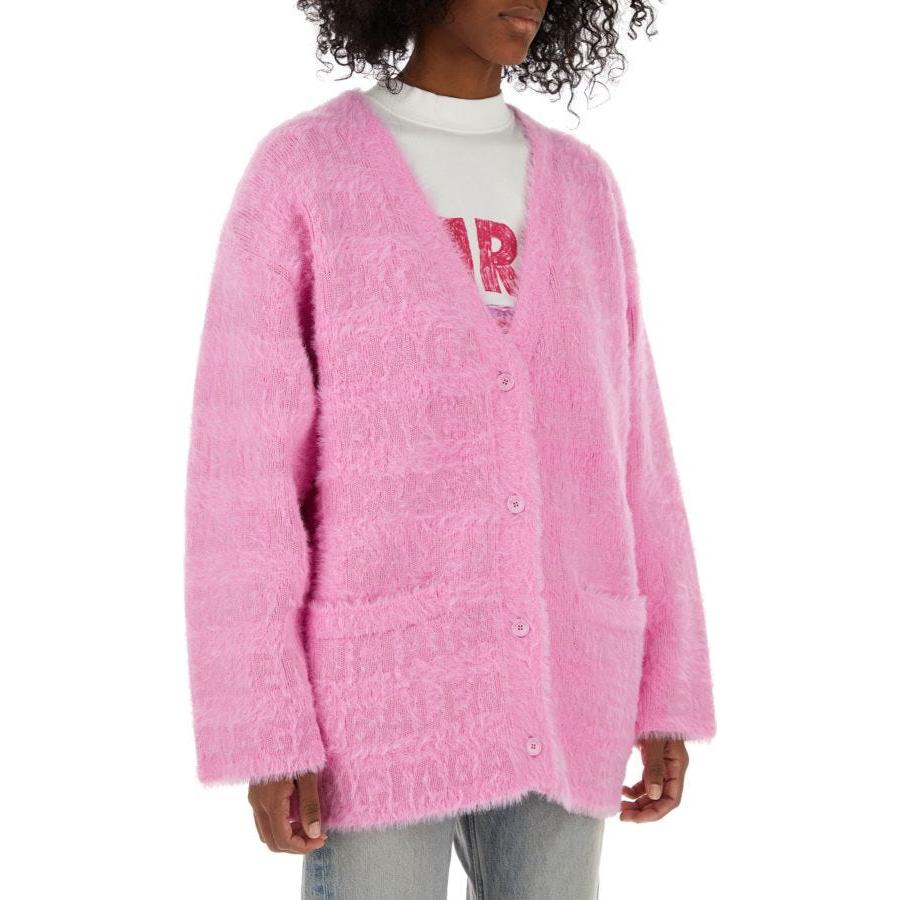 Shop (W) Balenciaga FW23 Cárdigan Rosa de Punto Cuello en V Manga Larga Corte Holgado. 769146T62305000
