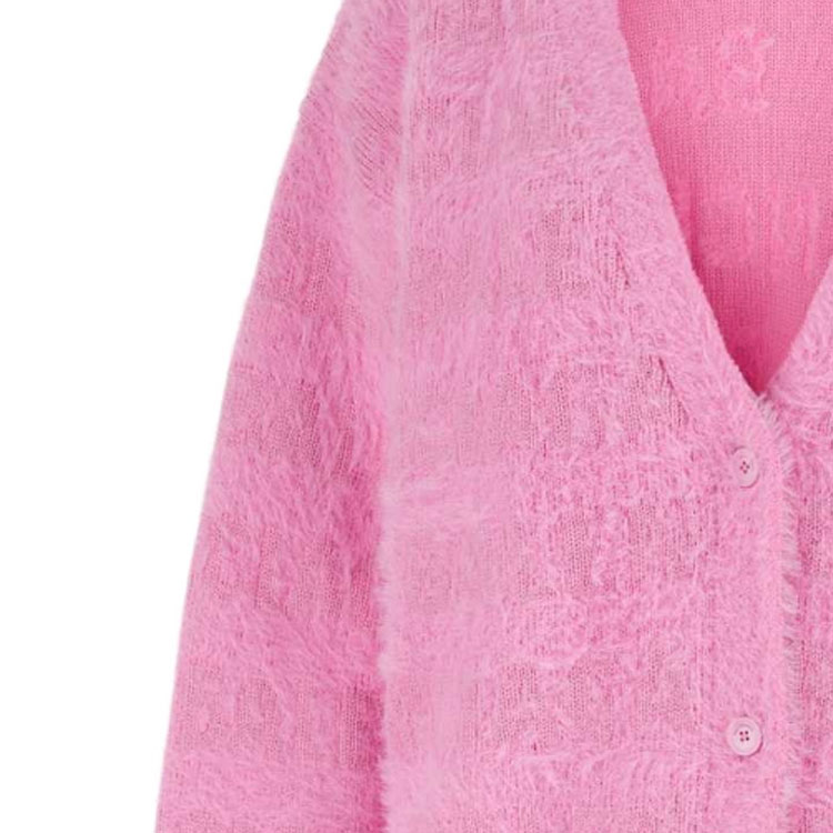 Purchase (W) Balenciaga FW23 Cárdigan Rosa de Punto Cuello en V Manga Larga Corte Holgado. 769146T62305000