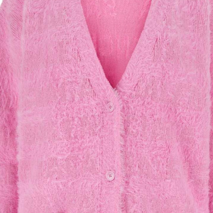 Details for (W) Balenciaga FW23 Cárdigan Rosa de Punto Cuello en V Manga Larga Corte Holgado. 769146T62305000