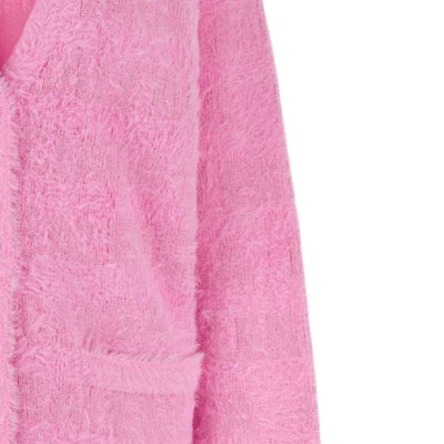 (W) Balenciaga FW23 Cárdigan Rosa de Punto Cuello en V Manga Larga Corte Holgado. 769146T62305000 Sizing (W) Balenciaga FW23 Cárdigan Rosa de Punto Cuello en V Manga Larga Corte Holgado. 769146T62305000