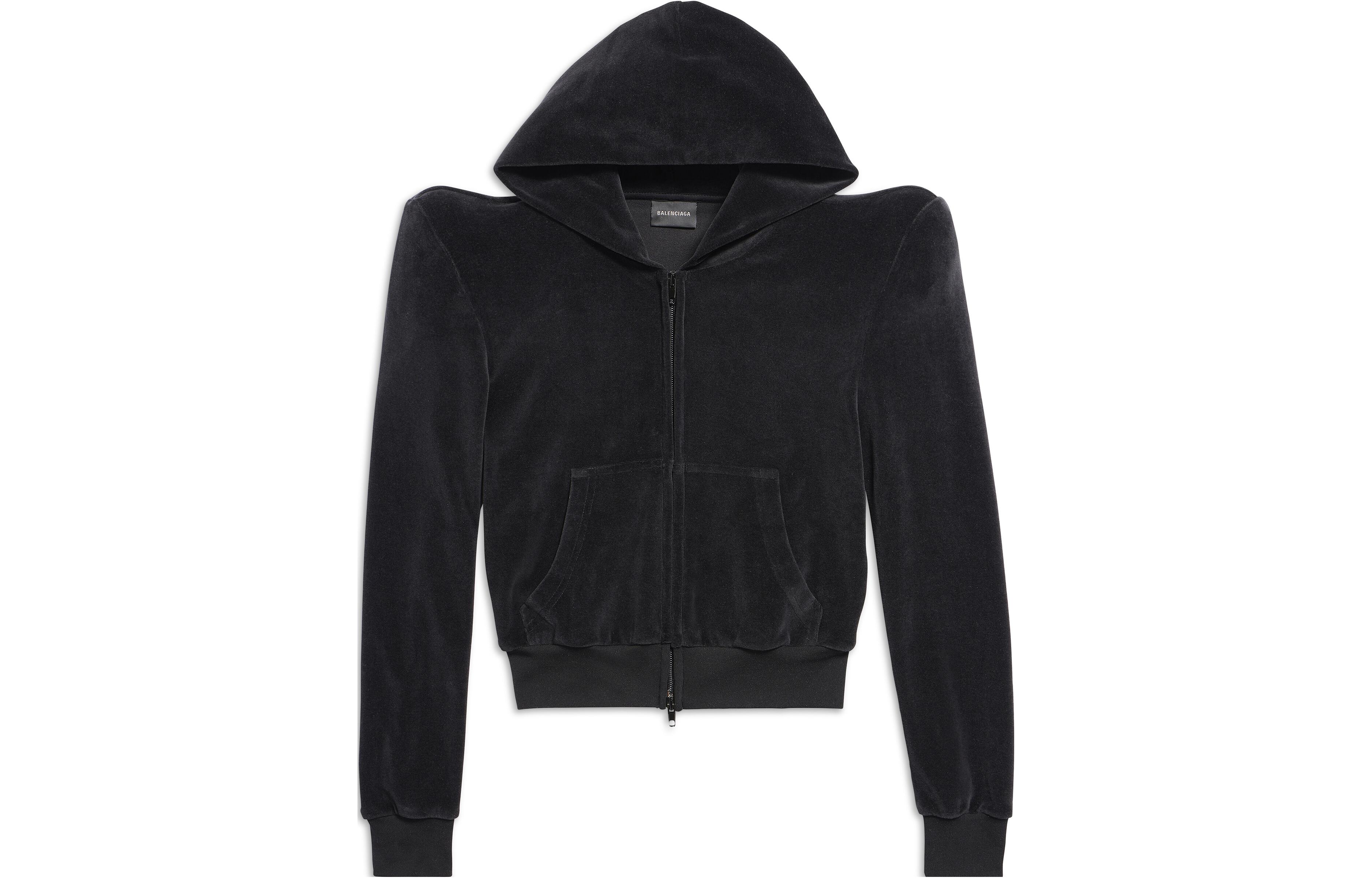 (Women) Balenciaga FW23  Solid Black Zip-Up Hoodie 767880TNV611000