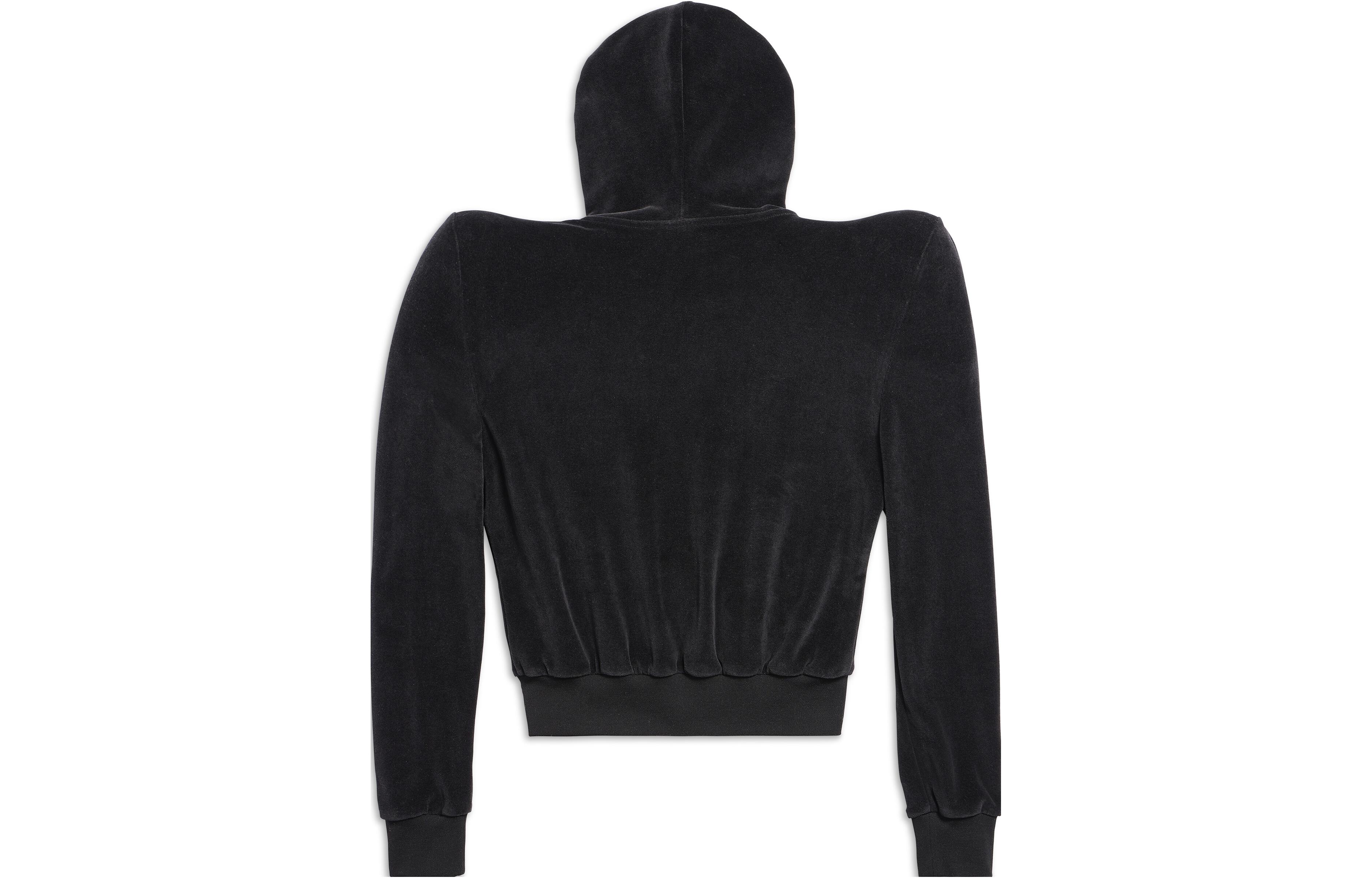 (Women) Balenciaga FW23  Solid Black Zip-Up Hoodie 767880TNV611000 圖 3