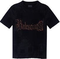 (Women) Balenciaga FW23 Abstract Logo Print Slim-Fit Black T-Shirt. 745019TOVE11055 (Women) Balenciaga FW23 Abstract Logo Print Slim-Fit Black T-Shirt. 745019TOVE11055
