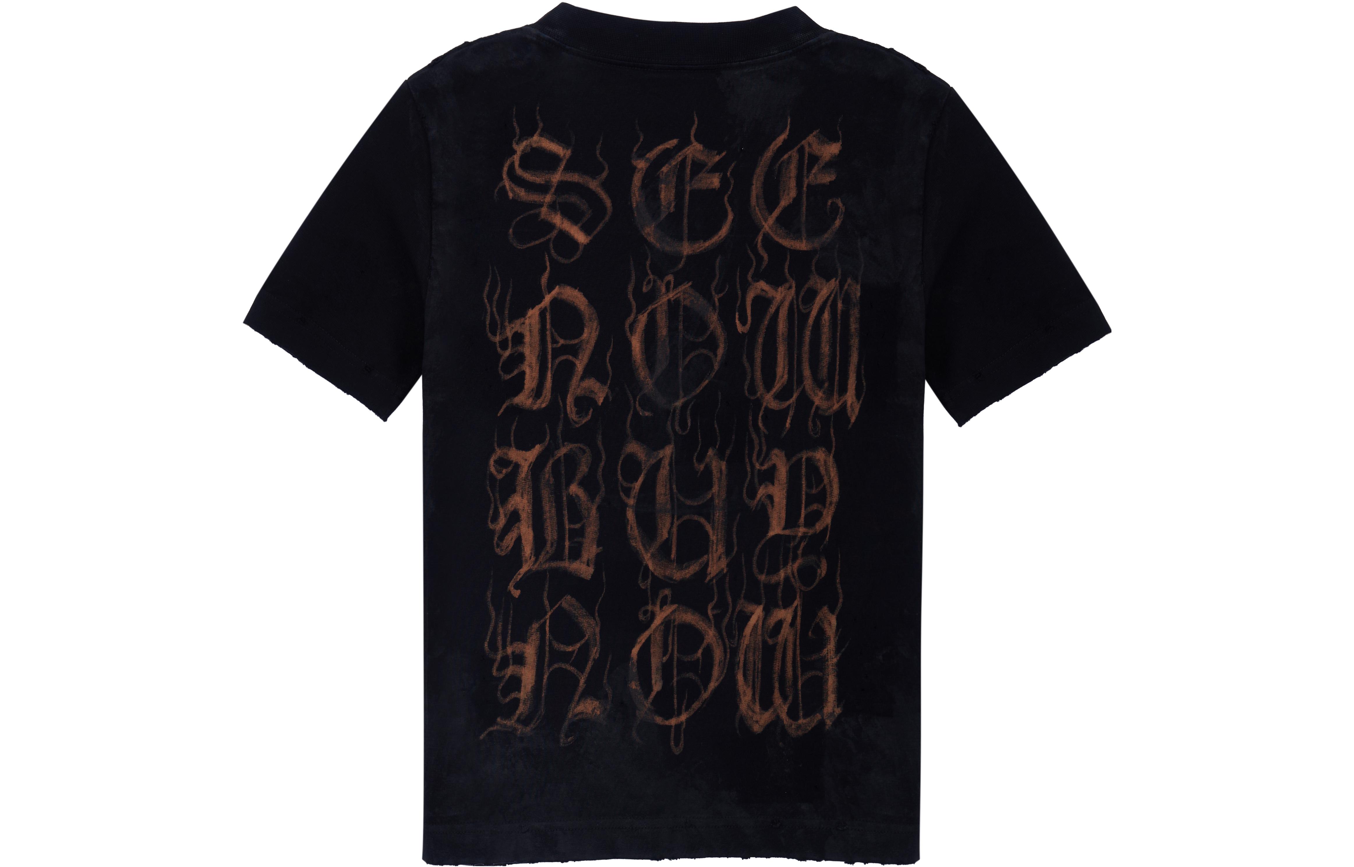 Lookbook (W) バレンシアガ FW23 抽象ロゴプリント スリムフィット ブラックTシャツ 745019TOVE11055