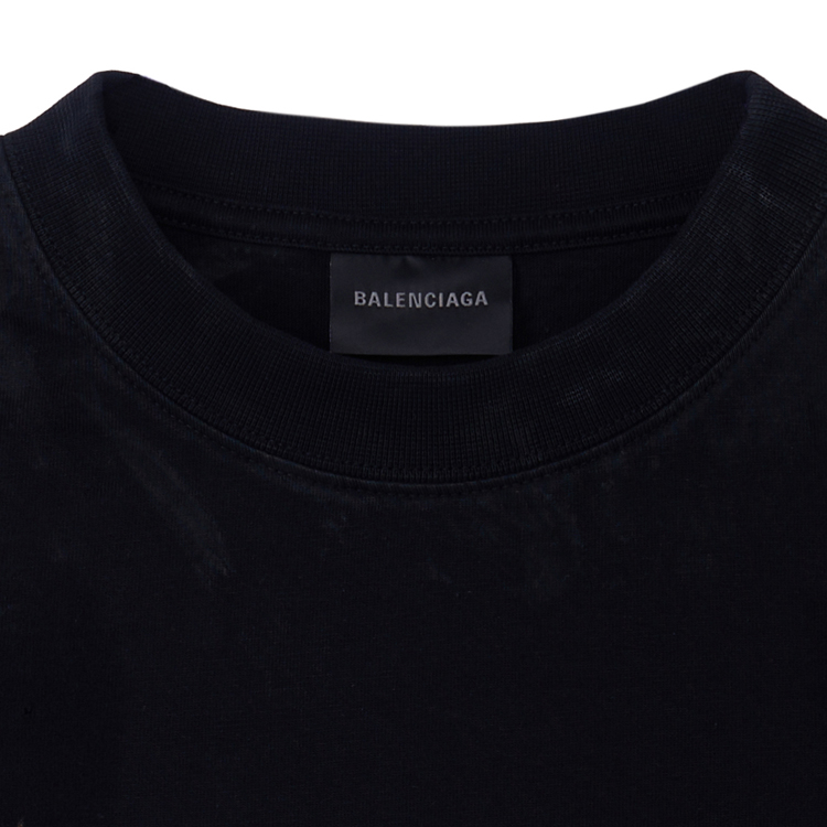 Purchase (W) バレンシアガ FW23 抽象ロゴプリント スリムフィット ブラックTシャツ 745019TOVE11055