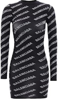 (Women) Balenciaga FW23 Black Logo Print Long Sleeve Mini Dress Women. 7453333D3B41077 (Women) Balenciaga FW23 Black Logo Print Long Sleeve Mini Dress Women. 7453333D3B41077