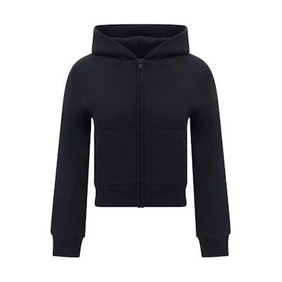 (Women) Balenciaga FW23 Black Zip-Up Casual Long-Sleeve Sweatshirt Regular Fit 773284-TPVO9-1000