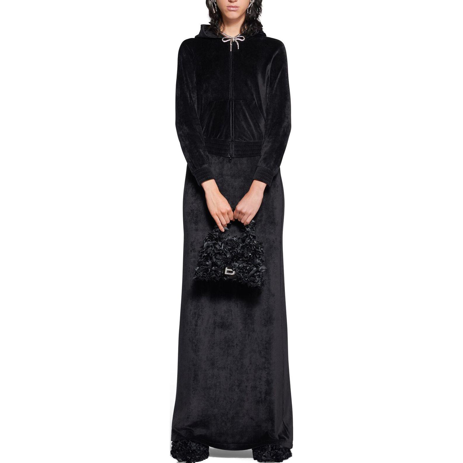 Shop (W) Balenciaga FW23 字母圖案拉鍊連帽衫 女裝黑色標準版型 751792TOV101000