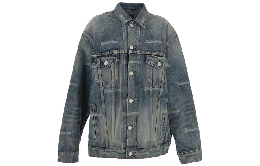 (Women) Balenciaga FW23 Letter Print Long Sleeve Jacket -  Regular Fit Blue. 745037TNW014012 圖 2