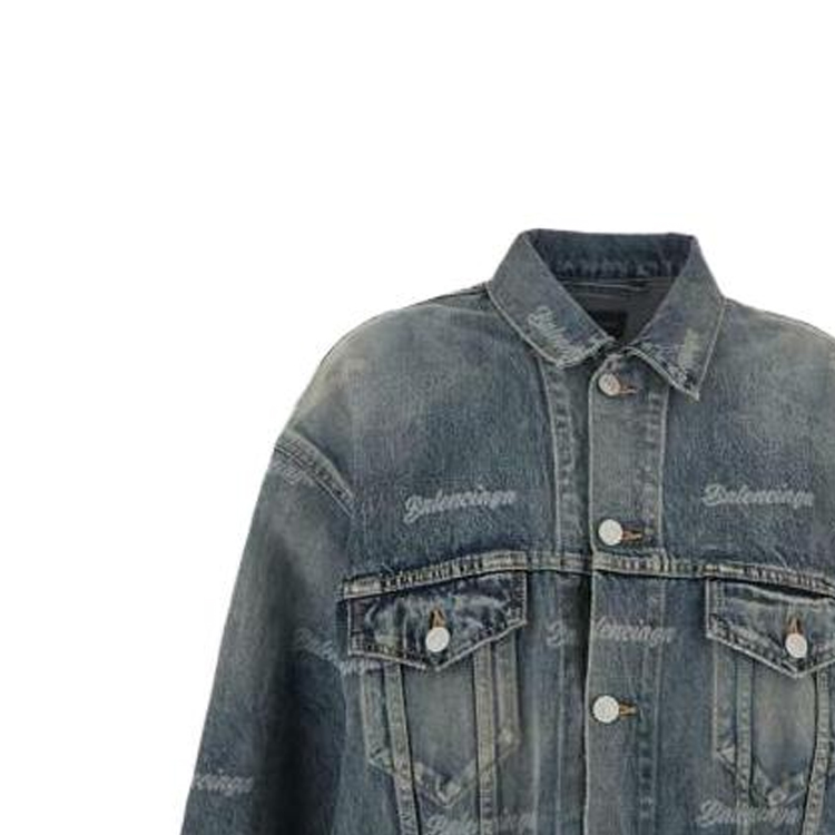(Women) Balenciaga FW23 Letter Print Long Sleeve Jacket -  Regular Fit Blue. 745037TNW014012 圖 4