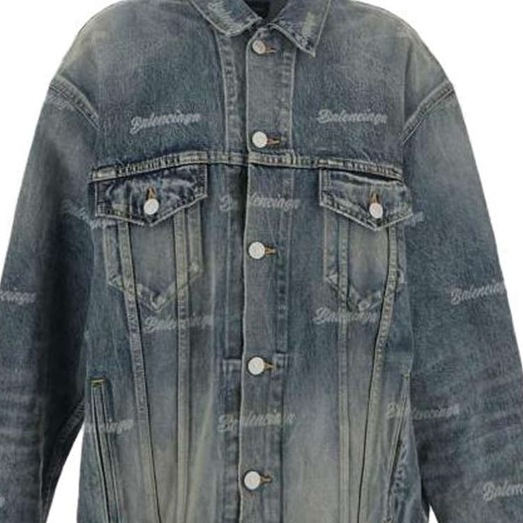 (Women) Balenciaga FW23 Letter Print Long Sleeve Jacket -  Regular Fit Blue. 745037TNW014012 圖 6