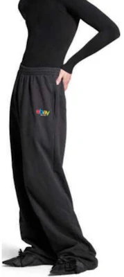 (W) バレンシアガ FW24 ブラック ニット ストレートレッグ レタリング スウェットパンツ ルーズフィット 803266TRVD21055 Shop (W) バレンシアガ FW24 ブラック ニット ストレートレッグ レタリング スウェットパンツ ルーズフィット 803266TRVD21055