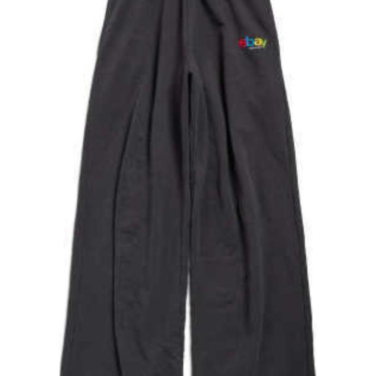 Sizing (W) バレンシアガ FW24 ブラック ニット ストレートレッグ レタリング スウェットパンツ ルーズフィット 803266TRVD21055