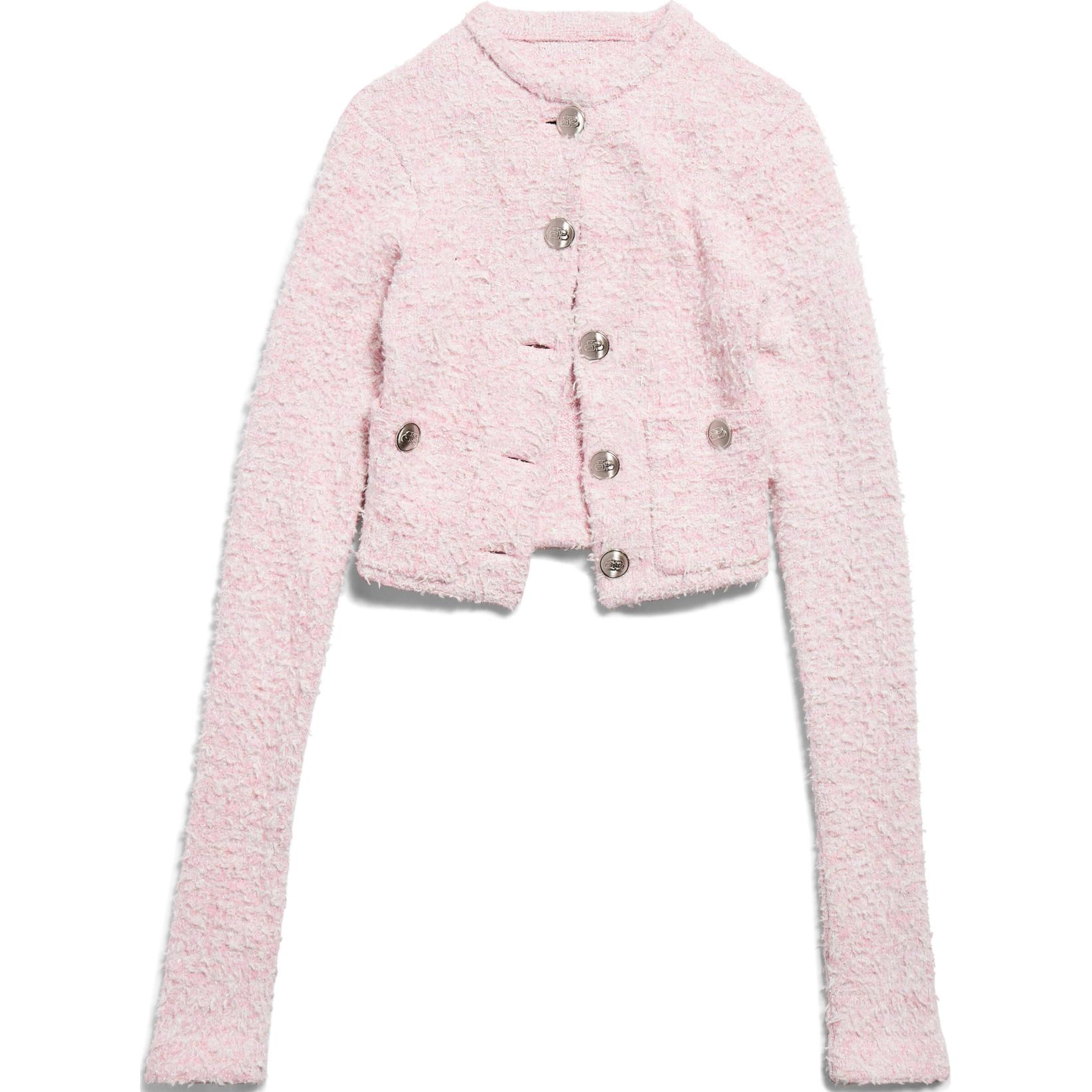 (Women) Balenciaga FW24  Pink Knit Cardigan Long Sleeve Regular Fit Sweater. 793604T33285000 圖 2