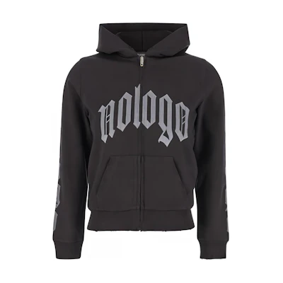 (Women) Balenciaga FW24 Black Zip-Up Hoodie Jacket with Logo Print 788243TQVK51200