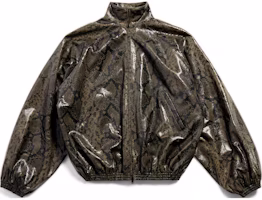 (Women) Balenciaga FW24 Snake-Embossed Leather High-Neck Top Oversized Deep Green. 813095TRS081024 (Women) Balenciaga FW24 Snake-Embossed Leather High-Neck Top Oversized Deep Green. 813095TRS081024