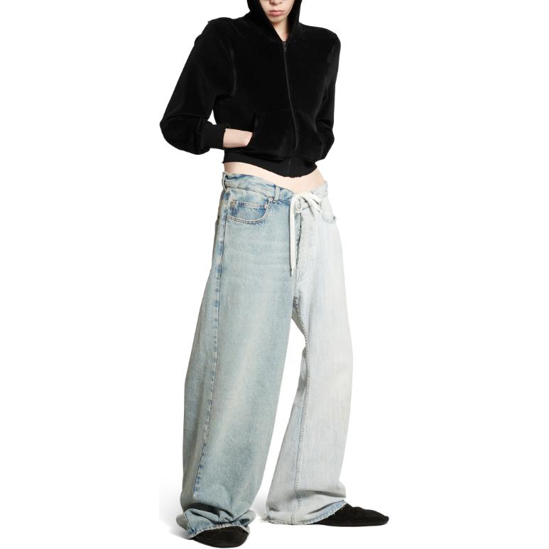 (Women) Balenciaga FW24 Spliced Mid-Waist Loose Fit Straight Leg Jeans Women Blue 793766TQW752664 圖 4