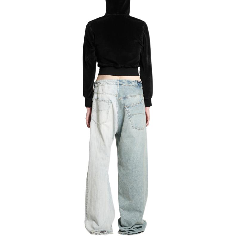 (Women) Balenciaga FW24 Spliced Mid-Waist Loose Fit Straight Leg Jeans Women Blue 793766TQW752664 圖 5