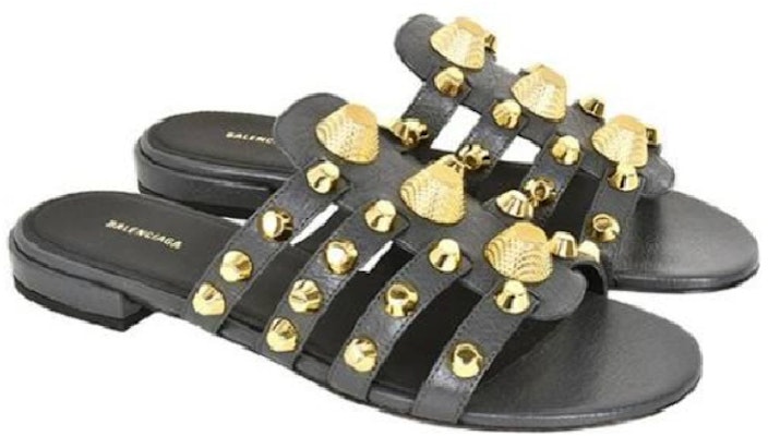 (W) バレンシアガ スタッズ フラットサンダル (黒) 549875AD404010 Order (W) バレンシアガ スタッズ フラットサンダル (黒) 549875AD404010