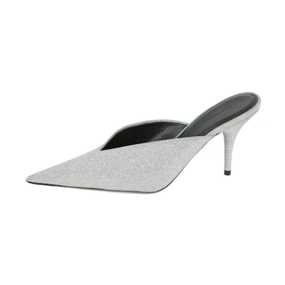 (W) Balenciaga Glitter Knife Slingback 'Silver'