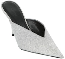 巴黎世家 皮革 尖頭 時尚涼拖 4.5厘米 女款 銀色 Lookbook 巴黎世家 皮革 尖頭 時尚涼拖 4.5厘米 女款 銀色