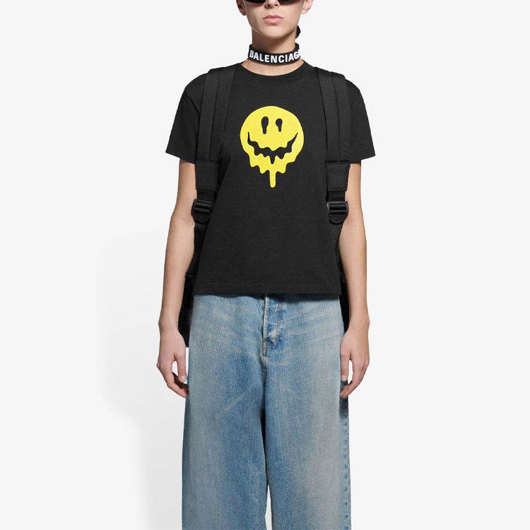 (Women) Balenciaga Graphic Print Crew Neck T-Shirt Women’s Black Short Sleeve Tee 612964TKVA31361 圖 4