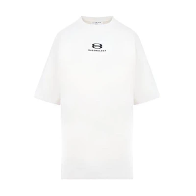 (Women) Balenciaga Graphic Print Crewneck T-Shirt SS22 White Tee. 641655TLVF99054