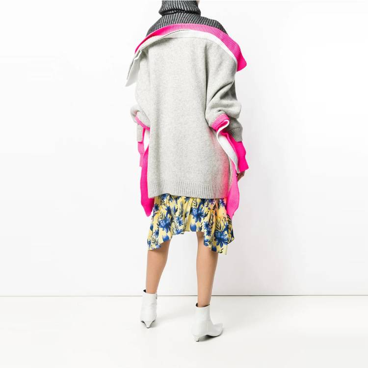 (Women) Balenciaga Gray Black Colorblock Turtleneck Wool Sweater 542630T71609782 圖 4