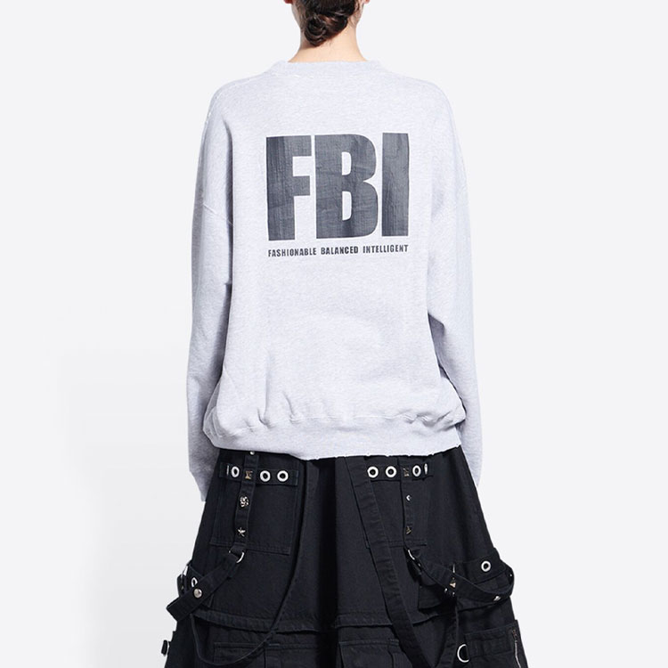 Purchase (W) Balenciaga Kelabu Baju Panas Cetakan Huruf Fleece - Potongan Oversized 676629TLVH11380