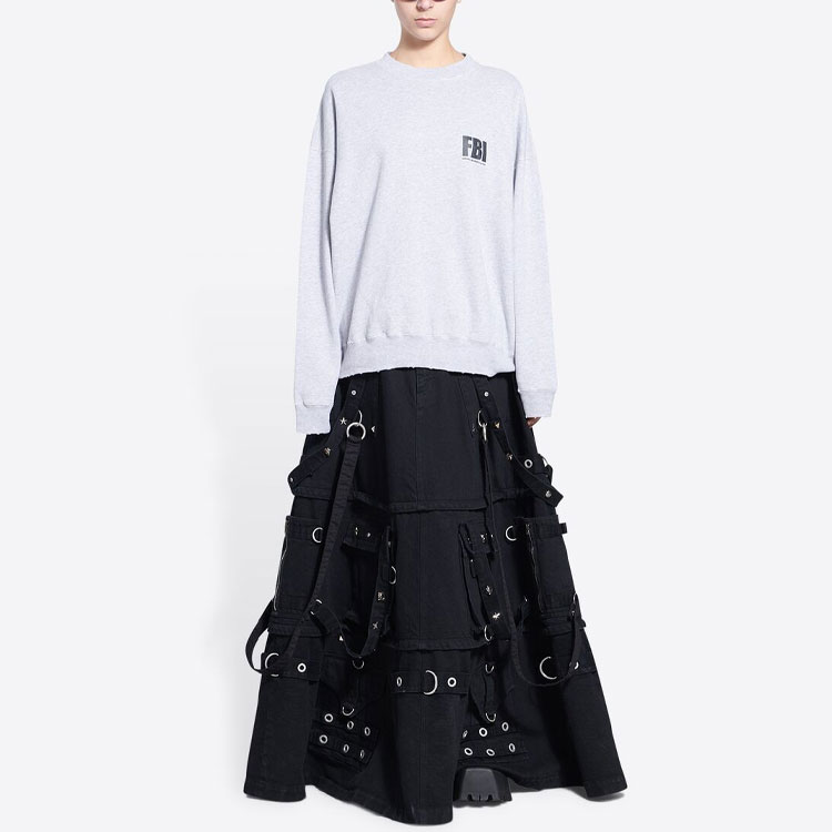 Sizing (W) Balenciaga Kelabu Baju Panas Cetakan Huruf Fleece - Potongan Oversized 676629TLVH11380