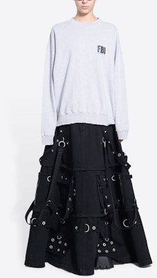 (W) Balenciaga Kelabu Baju Panas Cetakan Huruf Fleece - Potongan Oversized 676629TLVH11380 Sizing (W) Balenciaga Kelabu Baju Panas Cetakan Huruf Fleece - Potongan Oversized 676629TLVH11380