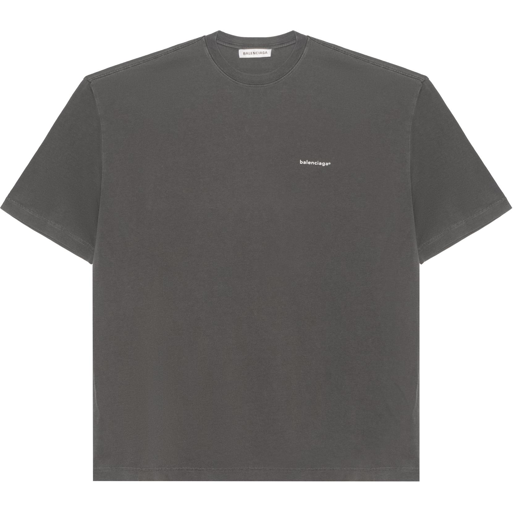 (Women) Balenciaga Grey Logo Print Crew Neck T-Shirt 556104TYK281055