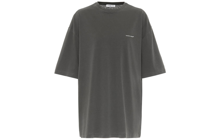 (Women) Balenciaga Grey Logo Print Crew Neck T-Shirt 556104TYK281055 圖 2