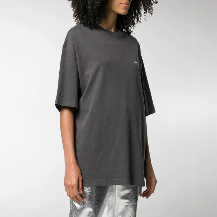 (Women) Balenciaga Grey Logo Print Crew Neck T-Shirt 556104TYK281055 圖 4