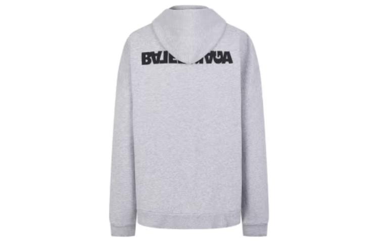 Lookbook (W) Sudadera con Capucha Balenciaga Gris Logo Estampado Oversize Manga Larga. 675003TLVB41167