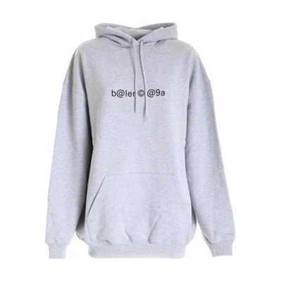 (Women) Balenciaga Grey Logo Print Pullover Hoodie 578135TIV511167
