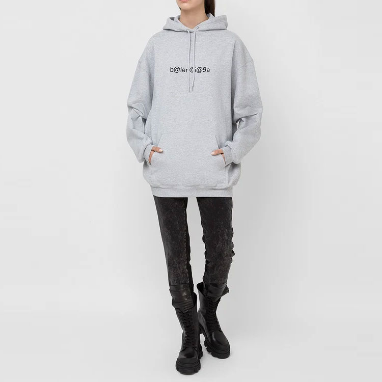 Details for (W) 巴黎世家灰色Logo印花連帽衫 578135TIV511167