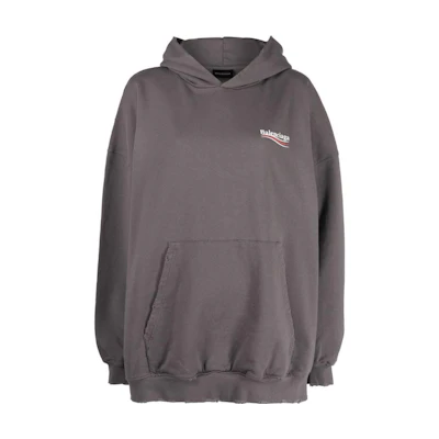 (Women) Balenciaga Grey Oversized Hoodie with Letter Logo Print 620947TNVG61227